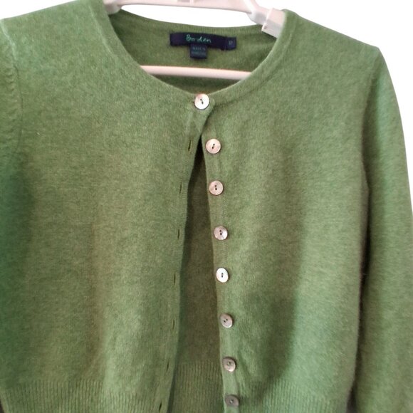 Boden cardigan sweater womens 10 runs small ? cashmere green cropped - Picture 2 of 4